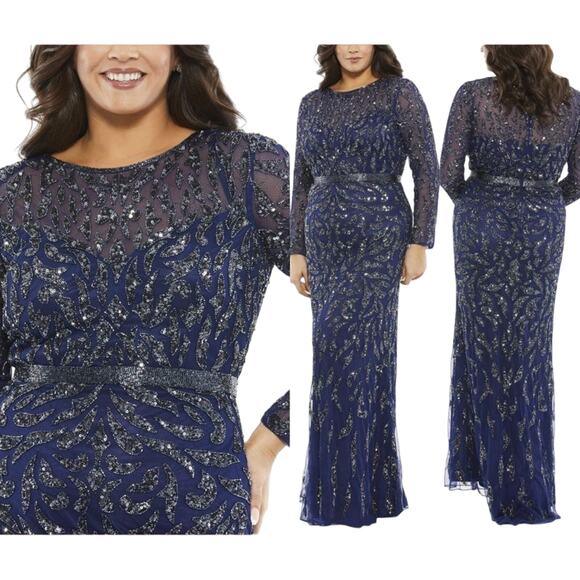 Mac Duggal 5519 Embellished Illusion Column Gown Size 20W New with Tag MSRP $498 - Picture 1 of 16